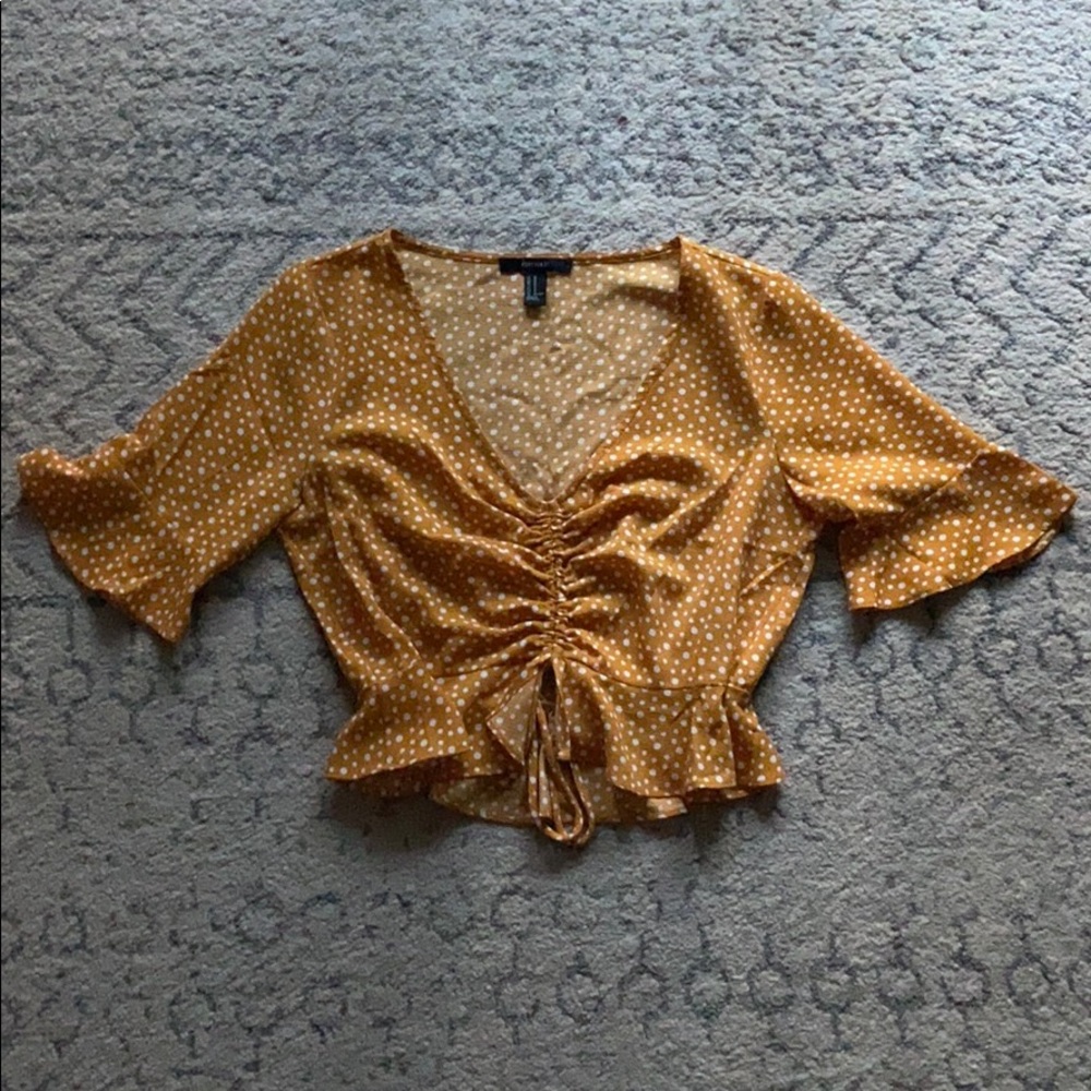 Yellow polka dot crop top